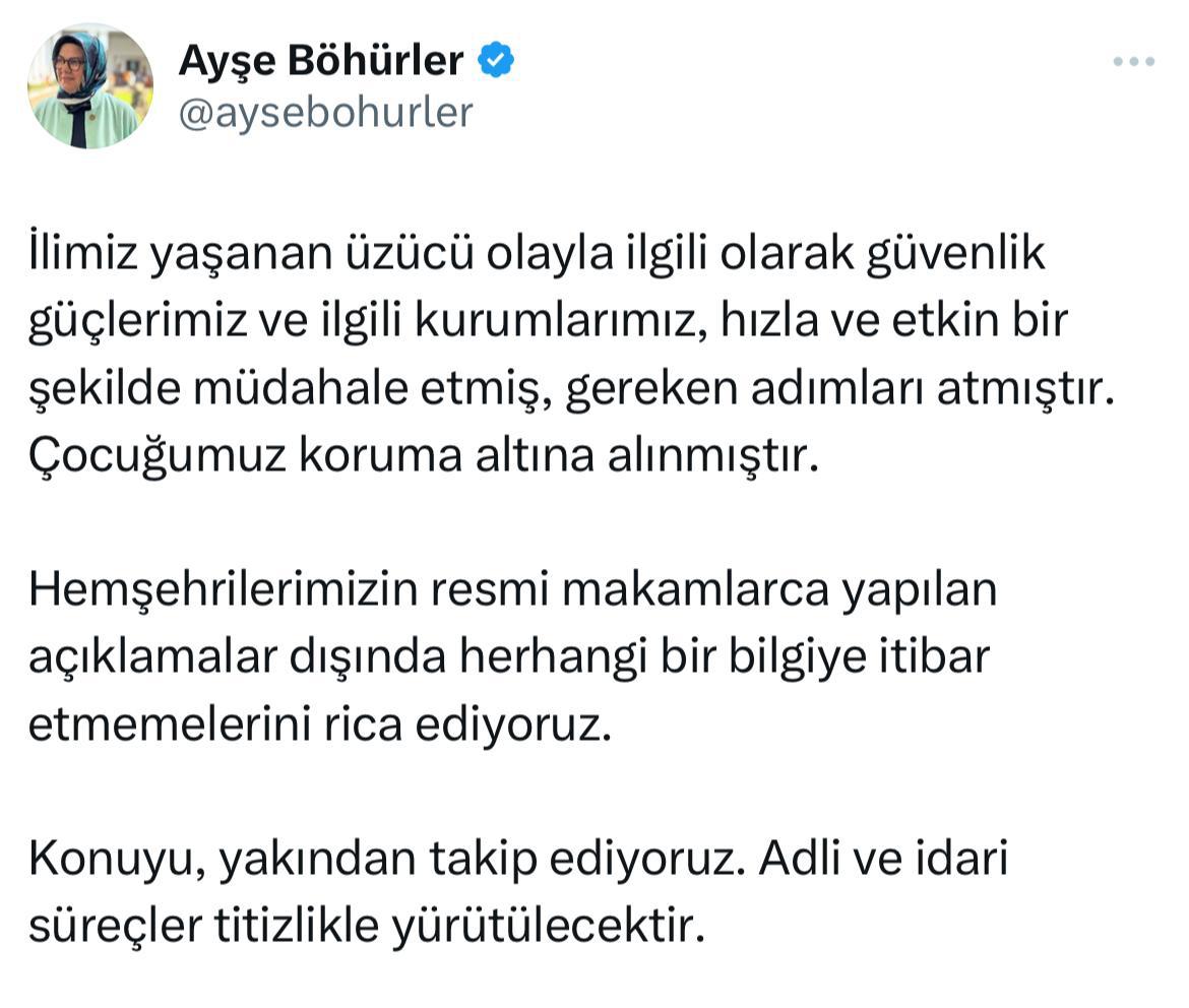 Milletvekili Böhürler, “Adli ve idari süreçler titizlikle yürütülecektir”